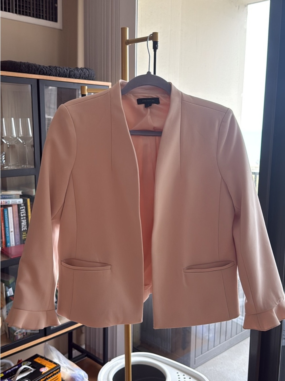 Ann Taylor Light Blush Pink Open-Front Blazer